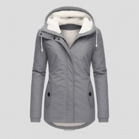 Winterjacke für Damen mit Kapuze und kuscheligem Futter – lange Ärmel – Grau