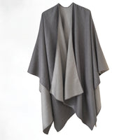 Feinstruktur Poncho für Damen mit Kontrastkante – Grau