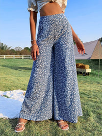 FINLEY - Bedruckte Hose mit Blumenmuster – Blau