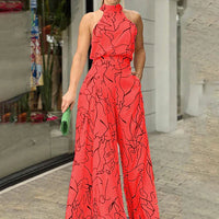 HANNAH - Elegante ärmellose Jumpsuits – Rot