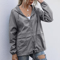 Heidi-Mode | Winddichtes Sommerjacke mit Kapuze für Frauen – Dunkelblau