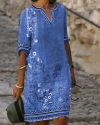 Heidi - Retro-Minikleider mit Blumendruck – Blau