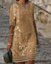 Heidi - Retro-Minikleider mit Blumendruck – Khaki