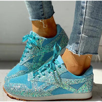 Heidi-Mode | Sportschuhe mit Pailletten In Glitzer – Himmelblau