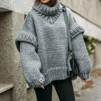 Kuscheliger Übergroß Rollkragenpullover für Damen | Winter – Grau