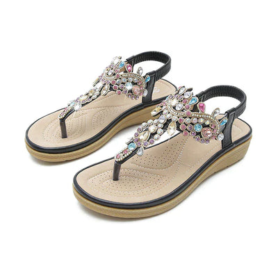 Ivanna - Strassbesetzte böhmische Freizeit-Sandalen