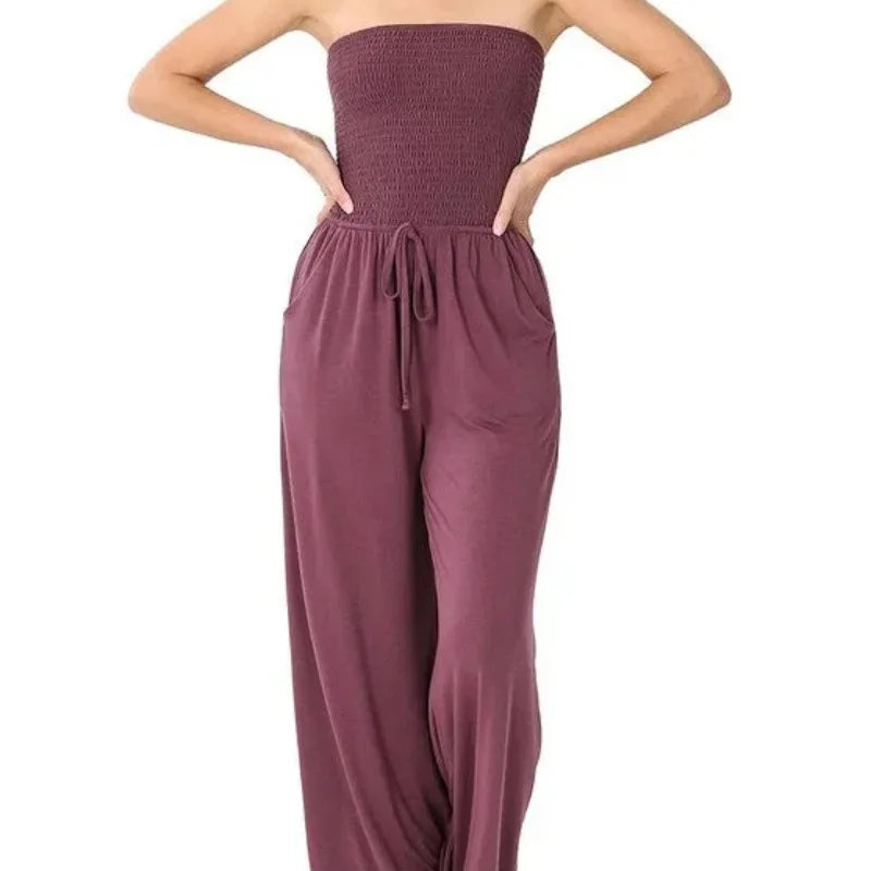 Raina - Bohemien trägerloser Jumpsuit