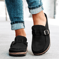 Pantoletten für Damen - Bequeme Clogs mit Korksohle für den Sommer – Schwarz