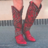 Damen Kniehohe Cowboystiefel | Elegante – Rot