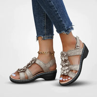 Freja Gepolsterte Ausrichtungs-Slipper – Stützende keilförmige Sandalen – Grau