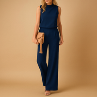 Sofia | Rundhals Weites Bein Jumpsuit – Marine