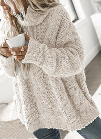 Saylanis | Rollkragenpullover aus Zopfstrick – Aprikose