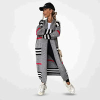 Damen Cardigan mit Streifenmuster | Lang – Grau
