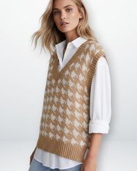 Strick Damenpullunder mit V-Ausschnitt – Beige