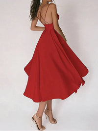 Elegantes Damen Kleid mit V-Ausschnitt – Rot