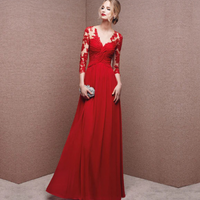 Damen Elegantes Abendkleid Lang | Maxikleid für festliche Anlässe – Rot