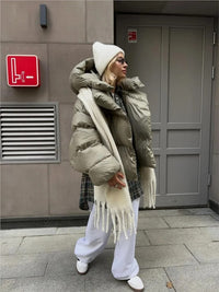 Damen Steppjacke mit Kapuze - Warme Daunenjacke in Kurzform – Olivgrün