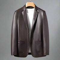 Herren Lederblazer Elegant Slim Fit – Braun