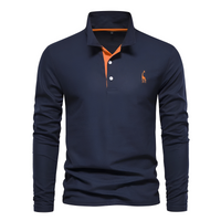 Antoine - Langärmeliges Herren-Poloshirt für den Alltag – Marine
