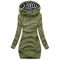 Warmer Damen Winterpullover mit Herzschlag-Motiv – Grün