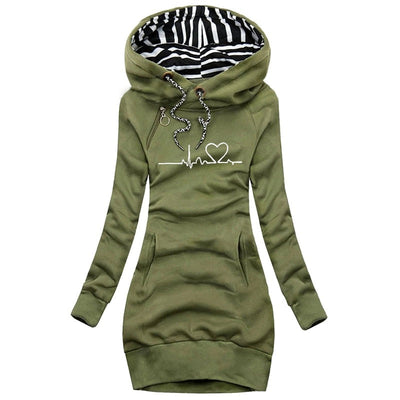 Warmer Damen Winterpullover mit Herzschlag-Motiv