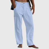 Damen Leinen-Hose mit Kordelzug - Casual Fit – Hellblau