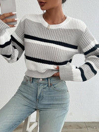 Damen Strickpullover aus Acryl - Oversized Fit mit Rundhals und Langen Ärmeln – Grau