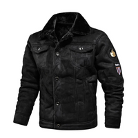 Warme Herren Lederjacke für den Winter – Schwarz