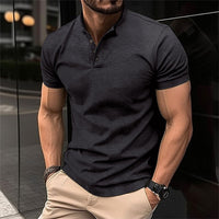 Herren Slim-Fit Poloshirt aus Baumwolle mit Knopfleiste – Schwarz