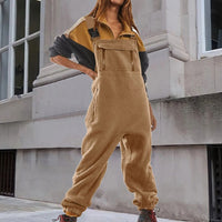 Damen Cord-Overall mit Fleece-Futter und verstellbaren Trägern – Khaki