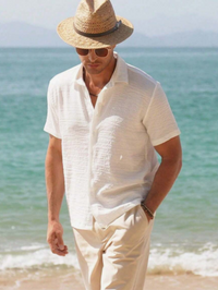 Moderne Leinen Herren Hemd – Beige