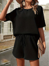 Damen Zweiteiler Loungewear Kombi-Set Elegant – Schwarz