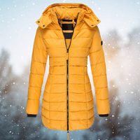 Warme Damen Winterjacke mit Daunen und Kapuze – Gelb