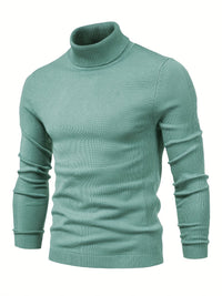 Eleganter Herren Rollkragenpullover aus Merinowolle – Hellgrün