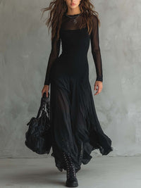 Yovanna – Langes Tüllkleid mit zartem Charme – Schwarz