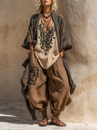 Greta | Leichtes Boho Set Damen Stilvoll – Braun