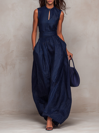 Iskra - Jumpsuit mit hohem Kragen und weitem Beinverlauf – Dunkelblau