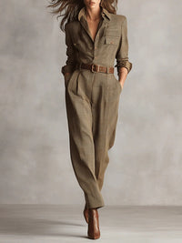 Celeste™ - Elegante, taillierte Jumpsuit – Khaki