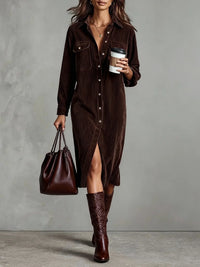 Lara | Modisches Damen Kleid stilvoll & bequem – Dunkelbraun