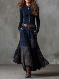 Michelle™ - Wildlederkleid mit Gürtel – Marine