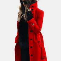 Damen Mantel elegant zweireihig mit Doppelknopfleiste – Rot