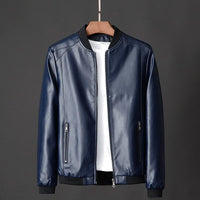 Herren Lederjacke Bomber Statement Stil – Marine
