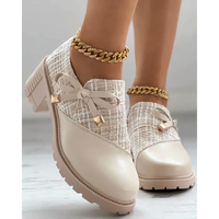 Damen Pumps mit breitem Absatz und offener Spitze – Beige