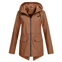 Wasserdichte Damen Regenjacke mit Kapuze - Leicht & Windfest – Braun