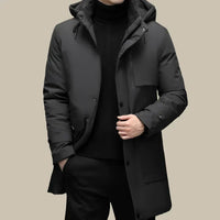 Langer wasserdichter eleganter Winterparka für Herren – Dunkelgrau
