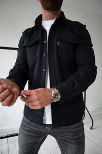 Moderne Herren Knopfleisten-Jacke – Schwarz