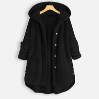 Damen Winter Wendejacke mit Kapuze - Warmes Fleece – Schwarz