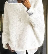 Damen Oversize Strickpullover | Weich & Kuschelig – Weiß