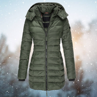 Warme Damen Winterjacke mit Daunen und Kapuze – Grün