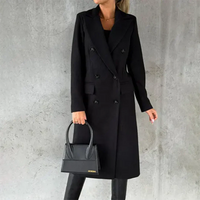 Warmer Damen Trenchcoat für den Winter mit Gürtel – Schwarz